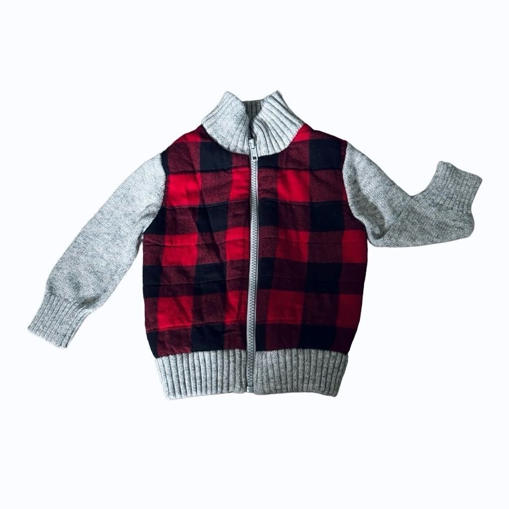 Cat & Jack Red & Black Flannel Shepra Jacket Size 18 Months